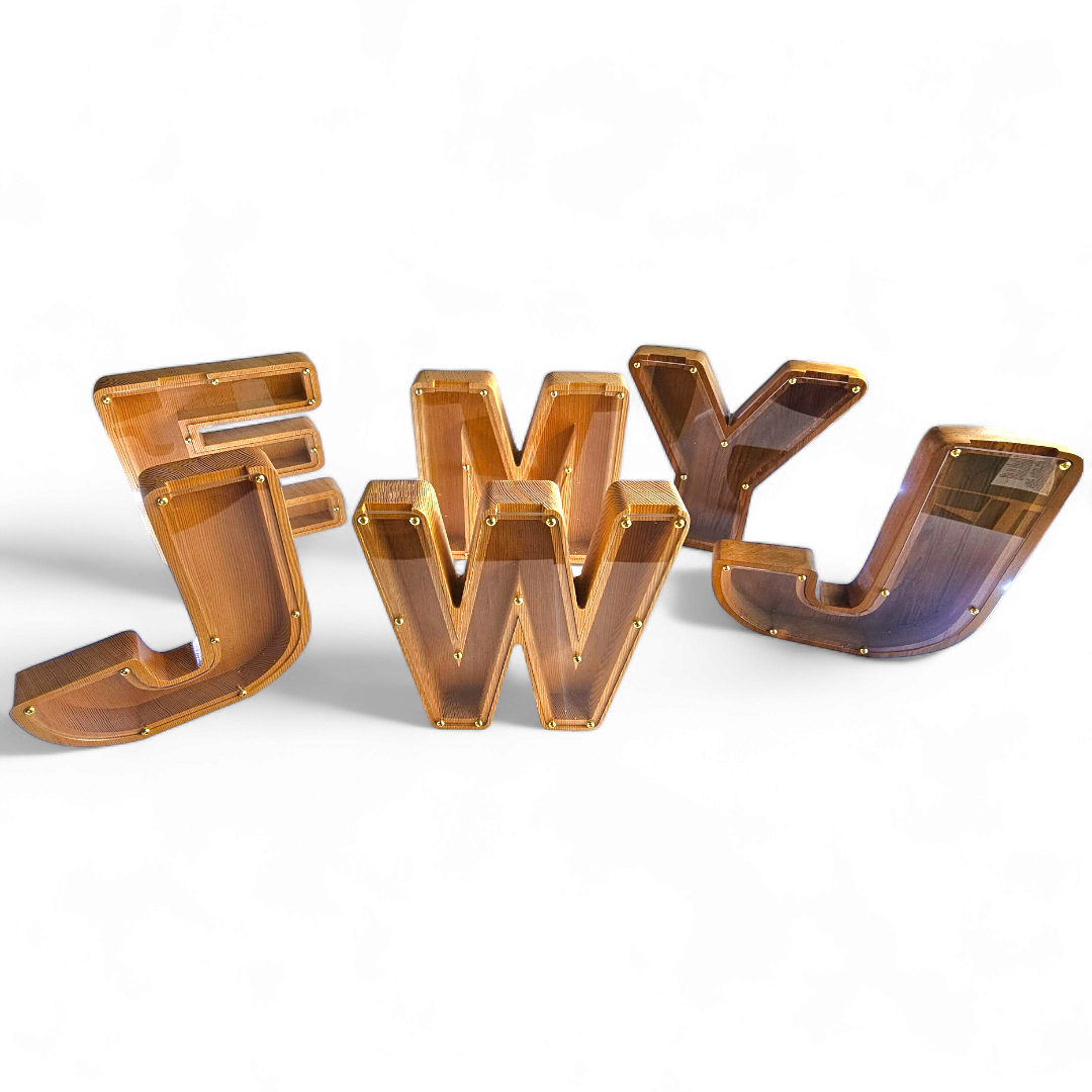 Wood Alphabet Letter Piggy Bank - Large 9"X 9"