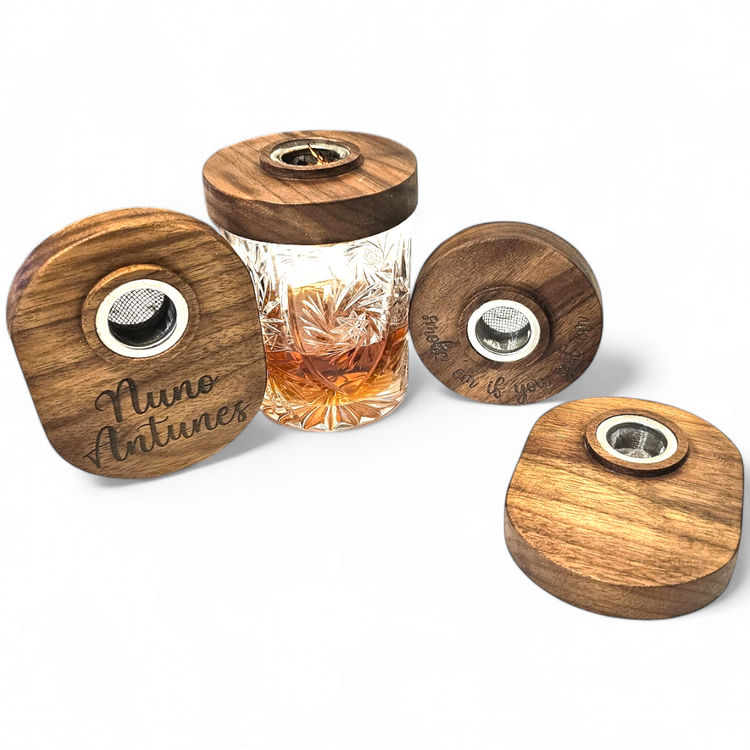 Customizable whisky/cocktail smoker - solid walnut