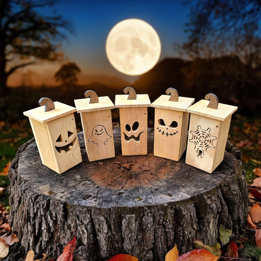 Cedar Halloween Lanterns with flickering LED tea light included - 10 Designs Mix n Match
