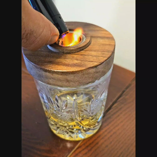 Customizable whisky/cocktail smoker - solid walnut