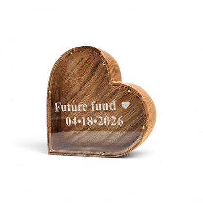 Wood Heart Piggy Bank - Large