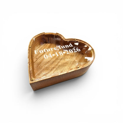 Wood Heart Piggy Bank - Large
