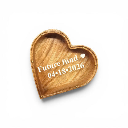 Wood Heart Piggy Bank - Large