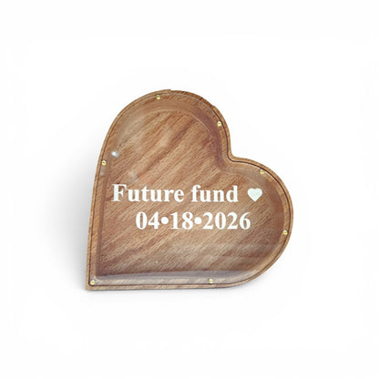 Wood Heart Piggy Bank - Large