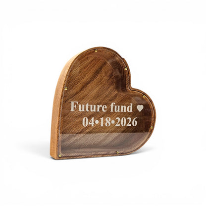 Wood Heart Piggy Bank - Large